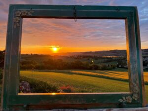 Zonsopgang boven de heuvels rond Monte Porzio