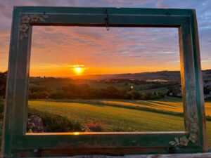Zonsopgang boven de heuvels rond Monte Porzio
